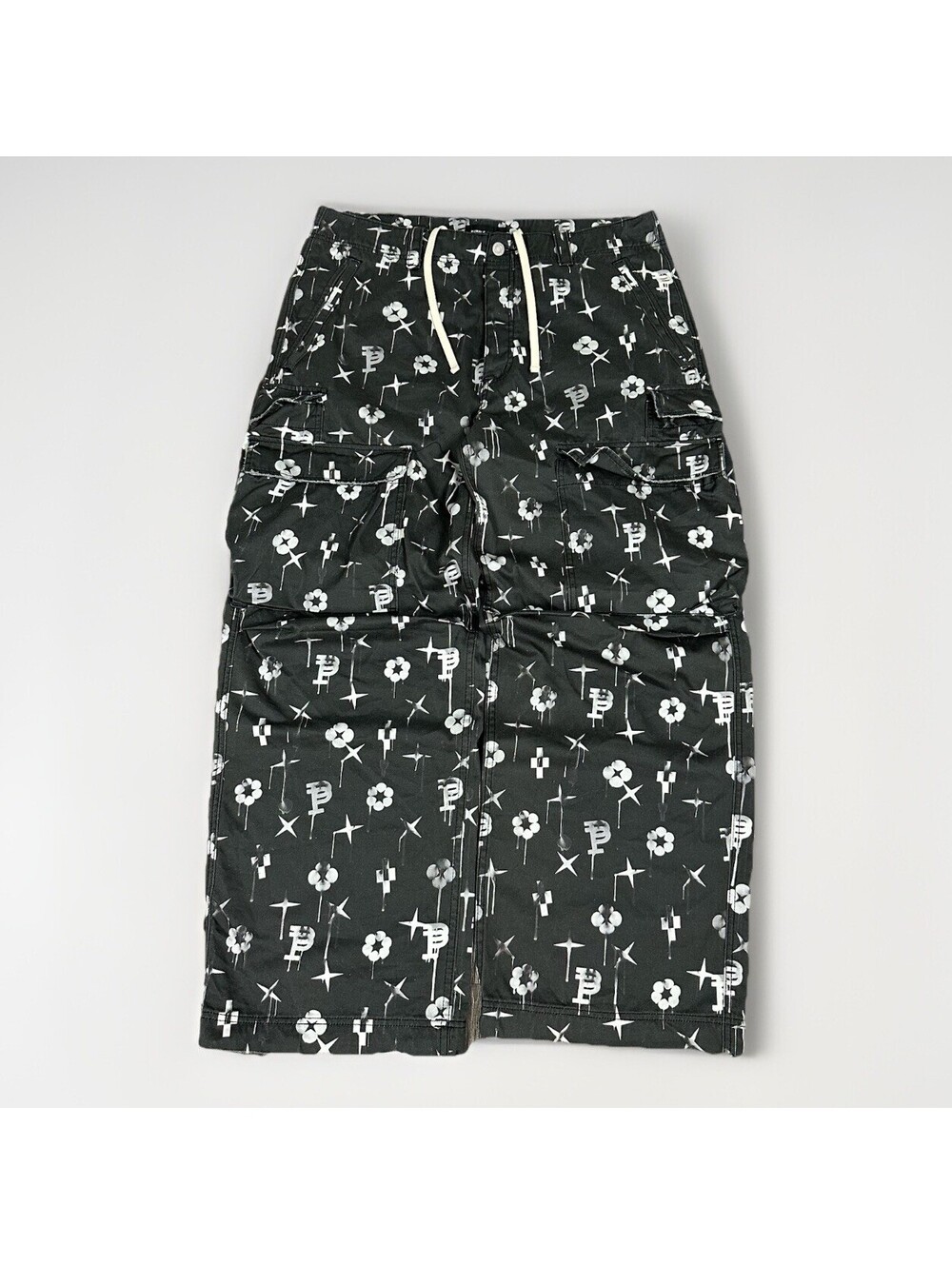 Purple Brand Jeans Mens Size XL P527 Double Pocket Cargo‎ Black Monogram Baggy